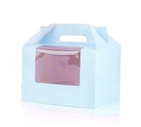 Selecto Bake Lot de 3 boîtes à cupcakes avec fenêtre, insert et poignée, peut contenir 4 cupcakes standard, récipient en papier kraft, sac fourre-tout, boîtes à pâtisserie pour cupcakes, muffins (bleu