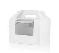Selecto Bake Lot de 3 boîtes à cupcakes avec fenêtre, insert et poignée pour 4 cupcakes standard, en papier kraft, boîtes de transport pour cupcakes, muffins (blanc)