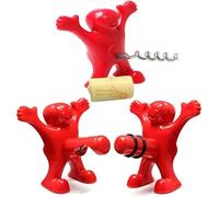 Selecto Bake Lot de 3 Bouchons de Bouteille de vin 3 en 1 pour Homme avec Tire-Bouchon de bière Rouge