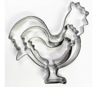 Selecto Bake Lot de 3 emporte-pièces en acier inoxydable en forme de coq de ferme pour biscuits, emporte-pièces pour sandwich, moule à gâteau fondant, presse à biscuits