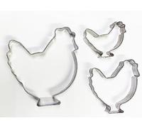 Selecto Bake Lot de 3 emporte-pièces en acier inoxydable pour poulet de ferme, moule à biscuits, emporte-pièce pour sandwich, moule à gâteau fondant, presse à biscuits