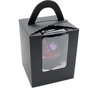 Selecto Bake Lot de 6 boîtes à cupcakes en papier portables individuelles avec fenêtre et poignée pour boîtes à bonbons de mariage (noir)