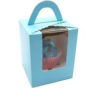 Selecto Bake Lot de 6 boîtes à cupcakes en papier portables individuelles avec fenêtre et poignée pour boîtes à bonbons de mariage (bleu)