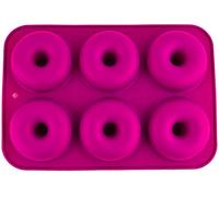 Selecto Bake -Moule à beignets en silicone antiadhésif à 6 cavités - Moule à bagel - pour gâteaux à muffins, gelées, desserts, chocolat, moule à sucre. Plats de cuisson (roses)