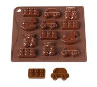 Selecto Bake Moule à chocolat en silicone à 12 cavités, voiture, ours en peluche, casse, cheval à bascule, décoration de gâteau, fondant, jouets de bébé, moule à sucre pour la cire fondue, fournitures