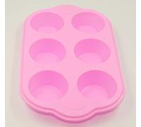 Selecto Bake - Moule à muffins antiadhésif, moule à muffins en silicone pour 6 tasses, moule à muffins antiadhésif en silicone pour cupcakes, rose