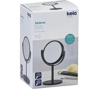 Selena Mirror, Diameter 8 Cm, Metal, Black, Reflective Surface Swivel, 1x And 10x Magnification, 20656