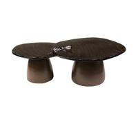 SELENA - Set de tables basses en métal et verre marron Marron