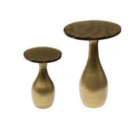 SELENA - Set de tables d'appoint en métal et verre or Doré