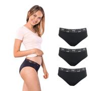 SELENACARE Lot de 3 sous-vêtements menstruels classiques pour femme, culotte lavable, 100 % végétalien, absorption de 25 ml, noir, Noir , XL