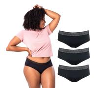 SELENACARE Perioden Lot de 3 sous-vêtements Hipster pour femme, culotte lavable, 100 % végétalien, capacité de 25 ml, Noir , L
