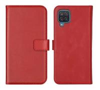 Selencia Selencia Étui portefeuille en cuir véritable Samsung Galaxy A12 Rouge Rouge