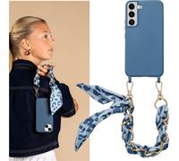 Selencia Coque avec dragonne de luxe pour Samsung Galaxy S22 - Bleu