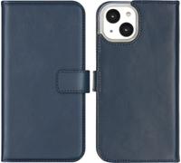 Selencia Bibliothèque en cuir véritable pour iPhone 14 - Bleu