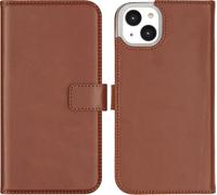 Selencia Bibliothèque en cuir véritable pour iPhone 14 Plus - Marron clair