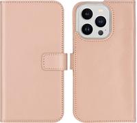 Selencia Bibliothèque en cuir véritable pour iPhone 14 Pro - Rose Poussière