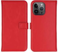 Selencia Bibliothèque en cuir véritable pour iPhone 15 Pro Max - Rouge