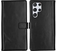 Selencia Bibliothèque en cuir véritable pour le Samsung Galaxy S22 Ultra - Noir