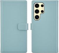 Selencia Bibliothèque en cuir véritable pour le Samsung Galaxy S25 Ultra - Bleu ciel