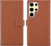 Selencia Étui portefeuille en cuir véritable pour Samsung Galaxy S25 Ultra - Marron clair