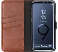 Selencia Bibliothèque en cuir véritable pour le Samsung Galaxy S9 - Marron clair