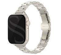 Selencia Bracelet à maillons fin en acier pour Apple Watch Series 1 t/m 9 / SE (38/40/41 mm) | Series 10 / 11 (42 mm) - Lumière stellaire