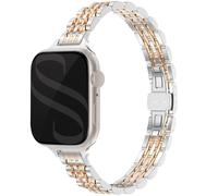Selencia Bracelet en acier slim style Jubilee pour Apple Watch Series 1 t/m 9 / SE (38/40/41 mm) | Series 10 / 11 (42 mm) - Zilver & Rosé Goud / Silver & Rose Gold