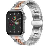 Selencia Bracelet Metallique Jubilee pour Apple Watch | 38/40/41/42 mm - Argent & Or Rose
