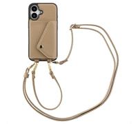 Selencia Coque de télephone Sera avec cordon et porte-cartes enveloppe pour iPhone 16 - Taupe