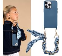Selencia Coque arrière avec dragonne de luxe pour iPhone 13 Pro - Bleu