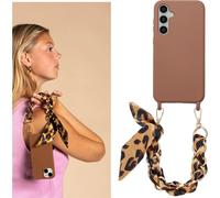 Selencia Coque avec dragonne de luxe pour Samsung Galaxy S23 FE - Brun