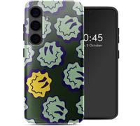 Selencia Coque arrière Vivid pour Samsung Galaxy S24 - Wavy Smiley Green