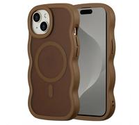 Selencia Coque arrière Wavy avec MagSafe pour Apple iPhone 15 - Mocha Brown