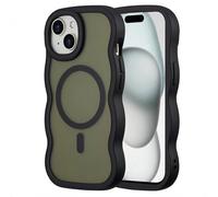 Selencia Coque arrière Wavy avec MagSafe pour Apple iPhone 15 - Noir