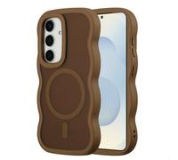 Selencia Selencia Coque arrière Wavy avec MagSafe pour Samsung Galaxy S25 / S24 Mocha Brown Marron