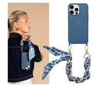 Selencia Coque avec dragonne de luxe pour iPhone 13 Pro - Bleu