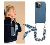 Selencia Coque avec dragonne de luxe pour iPhone 14 Pro - Bleu