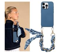 Selencia Coque avec dragonne de luxe pour iPhone 15 Pro - Bleu