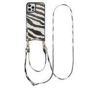 Selencia Coque de télephone Nova avec cordon et porte-cartes pour Apple iPhone 12 (Pro) - Zazzy Zebra