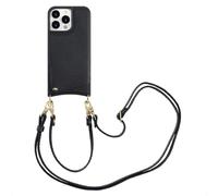 Selencia Coque de télephone Nova avec cordon et porte-cartes pour Apple iPhone 15 Pro Max - Noir