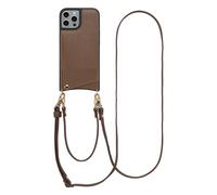 Selencia Coque de télephone Nova avec cordon et porte-cartes pour Apple iPhone 15 Pro - Mocha Brown