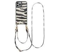Selencia Coque de télephone Nova avec cordon et porte-cartes pour Apple iPhone 15 Pro - Zazzy Zebra