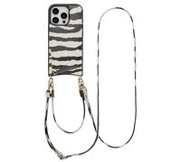 Selencia Coque de télephone Nova avec cordon et porte-cartes pour Apple iPhone 16 Pro Max - Zazzy Zebra