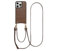 Selencia Coque de télephone Nova avec cordon et porte-cartes pour iPhone 14 Pro - Mocha Brown