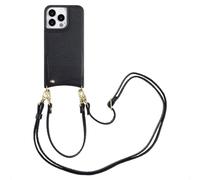 Selencia Coque de télephone Nova avec cordon et porte-cartes pour iPhone 14 Pro - Noir