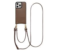 Selencia Coque de télephone Nova avec cordon et porte-cartes pour iPhone 15 Pro Max - Mocha Brown