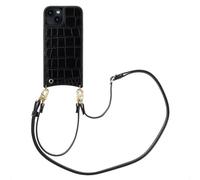 Selencia Coque de télephone Nova Croco avec cordon et porte-cartes pour Apple iPhone 14 / 13 - Noir