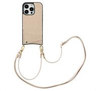 Selencia Nova Croco Phone Case avec cordon et porte-cartes pour l'Apple iPhone 16 Pro - Beige