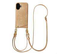 Selencia Coque de télephone Nova Croco avec cordon et porte-cartes pour Apple iPhone 16 - Toasted Almond