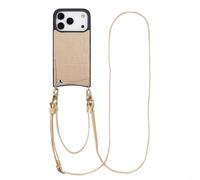Selencia Coque de télephone Nova Croco avec cordon et porte-cartes pour Apple iPhone 17 Pro - Beige